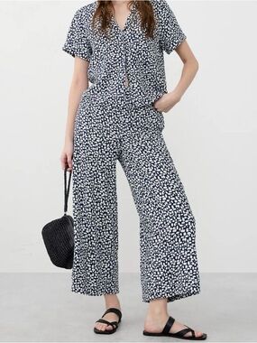 Banana Republic Factory Wide-Leg Linen-Blend  Cropped Pull-On Pants